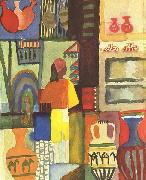 August Macke Handler mit Krugen oil